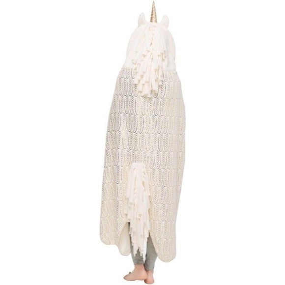 Ivory/ Gold Hooded Unicorn Cozy Blanket Cloak Robe for Child Kids Christmas Gift - Picture 2 of 8
